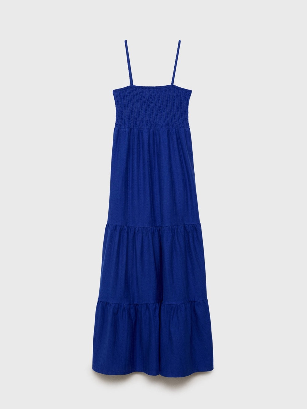Mango Cobalt Blue Smocked Maxi Dress with Spaghetti Straps